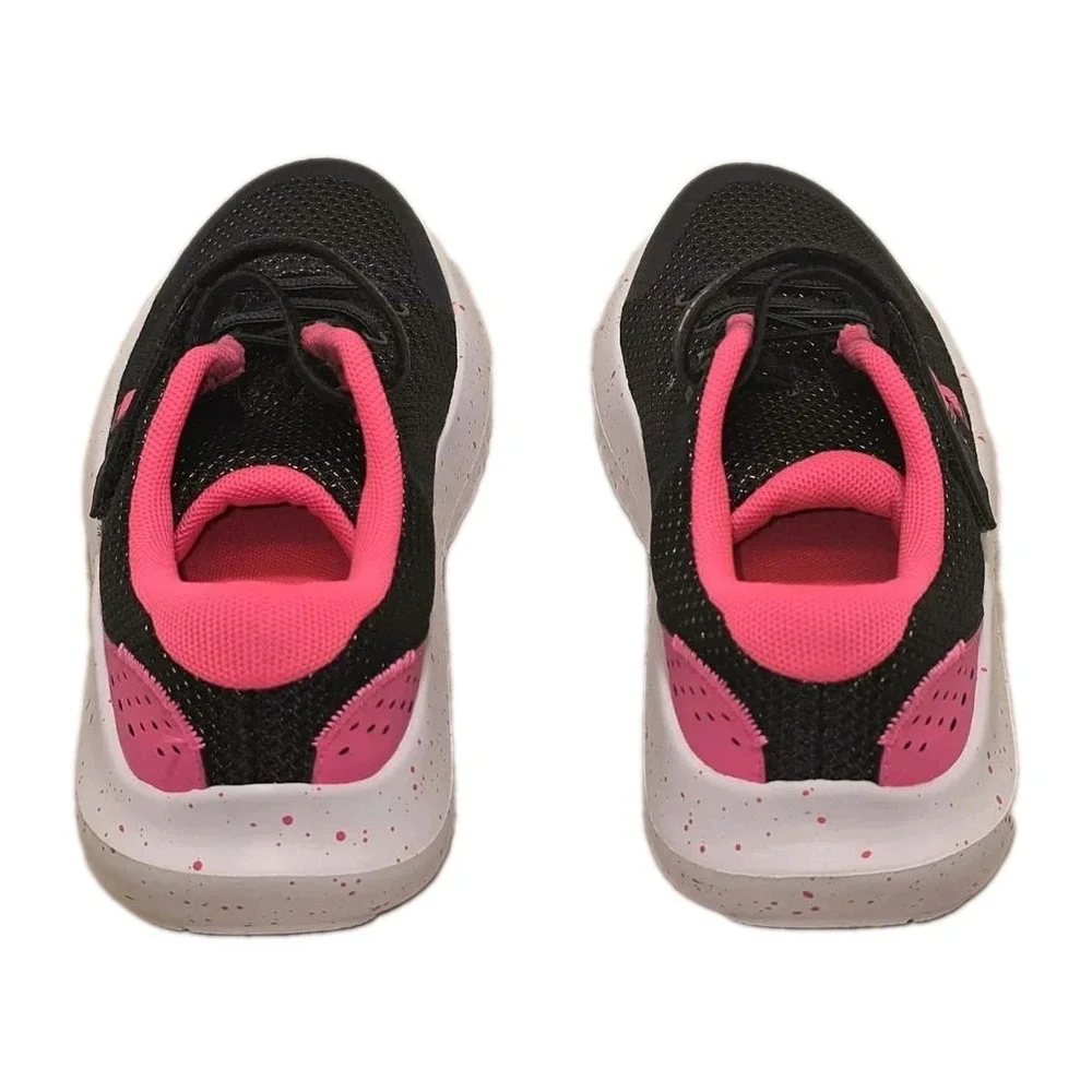 Under Armour Kids Running Shoes Black Pink Hook & Loop Sneakers Size 1Y EUC